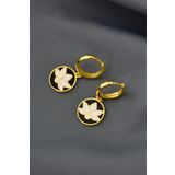 Papatya Silver 925 Ayar Gold Kaplama Mineli Lotus Çiçeği Halka Gümüş Küpe