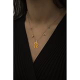 Papatya Silver 925 Ayar Gold Kaplama Parlayan Rüya Serisi Tasarım Renkli Ebruli Cam Boyalı Harf Şans Kadın Gümüş Kolye