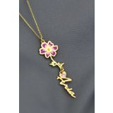 Papatya Silver 925 Ayar Gümüş Gold Kaplama Özel Tasarım Kalp Doğum Taşlı Mineli Ekim Ayı Çiçeği Isim Kolye