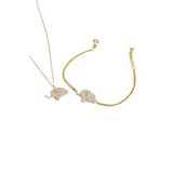 Papatya Silver 925 Ayar Gümüş Gold Kaplama Zirkon Taşlı Fil Kolye ve Bileklik Set