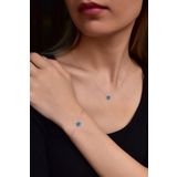 Papatya Silver 925 Ayar Gümüş Rodyum Kaplama Cam Göz Kolye Ve Bileklik Set