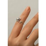 Papatya Silver 925 Ayar Gümüş Rodyum Kaplama Zirkon Taş Gözlü Kedi Yüzük