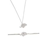 Papatya Silver 925 Ayar Gümüş Rodyum Kaplama Zirkon Taşlı Fil Kolye ve Bileklik Set