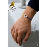 Papatya Silver 925 Ayar Gümüş Rodyum Sarı Lacivert,Taraftar Zirkon Taşlı Ayyıldız Erkek Bileklik