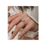 Papatya Silver 925 Ayar Gümüş Rose Kaplama Ayarlanabilir Akuamarin Lotus Çiçeği Yüzük