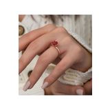Papatya Silver 925 Ayar Gümüş Rose Kaplama Ayarlanabilir Kırmızı Lotus Çiçeği Yüzük