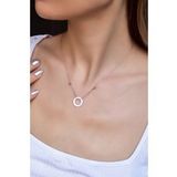 Papatya Silver 925 Ayar Gümüş Rose Kaplama Dorika Toplu Beyaz Simitli Kolye
