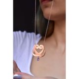 Papatya Silver 925 Ayar Gümüş Rose Kaplama İkili Vav Lila Taşlı Kolye