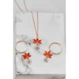 Papatya Silver 925 Ayar Gümüş Rose Kaplama Parlayan Rüya Serisi Tasarım Ebruli Cam Boyamalı Lotus Kolye ve Küpe Set