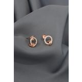 Papatya Silver 925 Ayar Gümüş Rose Kaplama Üçlü Iç Içe Geçme Zirkon Taşlı Halka Küpe