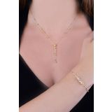 Papatya Silver 925 Ayar Gümüş Üç Renk Dorika Toplu Kolye Bileklik Set
