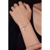 Papatya Silver 925 Ayar Rodyum Kaplama Dallı Sedef Manolya Çiçeği Gümüş Bileklik