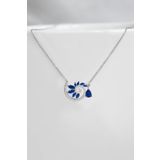 Papatya Silver 925 Ayar Rodyum Kaplama Damla Lacivert Taşlı Spiral Snail Tasarım Gümüş Kolye