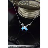 Papatya Silver 925 Ayar Rodyum Kaplama Opal Taşlı Kelebek 2 Kadın Gümüş Kolye