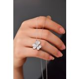 Papatya Silver 925 Ayar Rodyum Kaplama Zirkon Taşlı Frezya Çiçeği Gümüş Kolye