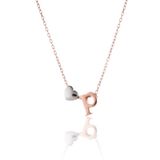 Papatya Silver 925 Ayar Rose Kaplama Mini Üç Boyutlu P Harfi Kalp Kadın Gümüş Kolye