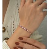 Papatya Silver 925 Ayar Rose Kaplama Renkli Baget Taşlı Gümüş Bileklik