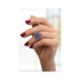 Papatya Silver 925 Ayar Rose Kaplama Safir Kamelya Çiçeği Kadın Gümüş Kolye