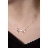 Papatya Silver 925 Ayar Rose Kaplama Sıralı Beş Yıldız Zirkon Taşlı Kadın Gümüş Kolye