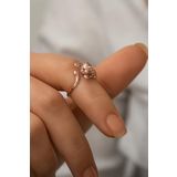 Papatya Silver 925 Ayar Rose Kaplama Zirkon Taş Gözlü Kedi Gümüş Yüzük
