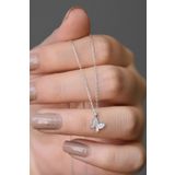 Papatya Silver UVPS100952 Rodyum Kaplama Beyaz Taşlı Minimal Kelebek 925 Ayar Gümüş Kolye