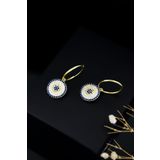 Papatya Silver UVPTS300017 925 Ayar Gold Kaplama Büyük Boy Nazar Halka Kadın Gümüş Küpe