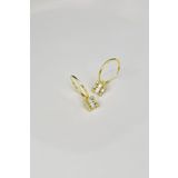 Papatya Silver UVPTS300136 925 Ayar Gold Kaplama Baget Taşlı Kare Halka Gümüş Küpe