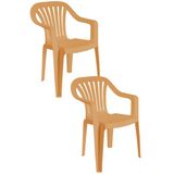 Papatya Tropik Plastik Koltuk Teak 2Li Paket - Bahçe, Balkon, Teras Sandalyesi