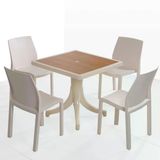 Papatya Yummy Plastik Bahçe Balkon Seti Fildişi Bej : 80X80 Masa + 4 Sandalye Takım