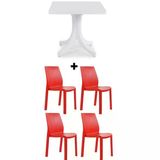 Papatya Yummy Plastik Bahçe Balkon Seti Kırmızı Beyaz : 80X80 Masa + 4 Sandalye Takım