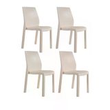 Papatya Yummy Sandalye Fildişi 4Lü Paket- Plastik Bahçe Balkon Sandalyesi