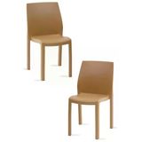 Papatya Yummy Sandalye Teak 2Li Paket - Plastik Bahçe Balkon Sandalyesi