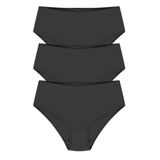 papatya%100 Pamuk Yüksek Bel Bato Külot 3'lü Paket, XL-2XL, 0235, Siyah, kadın