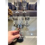 Papatyam Dekor Bohemia Kristal Titanyum Kaplama Kahve Yanı Su Bardağı 6 Adet 180CC - Gümüş