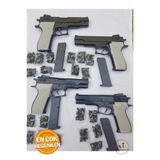 Papatyampartievi Boncuk Atan Tabanca 4 Adet - Baretta - Oyuncak Silah - Yanında 1000 Boncuk - 20 Cm - Kalite Siyah