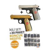 Papatyampartievi Türk Bayraklı Boncuklu Oyuncak Tabanca Seti - Gold Ve Gümüş Renk İle 30 Paket Bonus Boncuk Altın