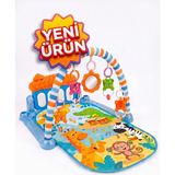 Papaya Oyun Halısı Aynalı Çıngıraklı Işıklı Müzikli Mavi Çocuk Gelişimine Yardımcı Bebek Halısı - 75 x 50 cm