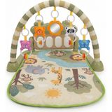 Papaya Yeşil Işıklı Piyanolu Müzikli Bebek Oyun Halısı Orman Hayvanları Desenli Çıngıraklı Aynalı Aktivite Matı - Açık Yeşil - 75 x 50 cm