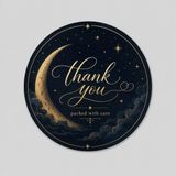 Papelia Ay Yıldız Temalı Thank You Yuvarlak Etiket – Şık Paketleme ve Teşekkür Stickerı 4x4 cm - 500 Adet - 4 x 4 cm