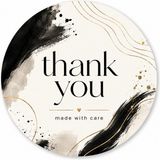 Papelia Modern Tasarım Thank You Yuvarlak Etiket – Renkli Paketleme ve Teşekkür Stickerı 4x4 cm - Çok Renkli 3