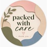 Papelia Modern Tasarım Thank You Yuvarlak Etiket – Renkli Paketleme ve Teşekkür Stickerı 4x4 cm - Çok Renkli