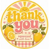 Papelia Retro Summer Thank You Yuvarlak Etiket – Yaz Temalı Paketleme ve Teşekkür Stickerı 4x4 cm - Çok Renkli 3 - 4 x 4 cm
