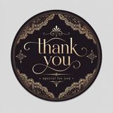 Papelia Siyah Dantel Gold Thank You Yuvarlak Etiket – Zarif Paketleme ve Teşekkür Stickerı 4x4 cm - 4 x 4 cm