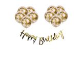 papercraft Gold Konfetili Şeffaf Balon Happy Bırthday Kaligrafi Banner Yazısı