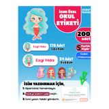 papermoods İsim Yazılabilen Okul Etiketi, Kalem Etiketi Defter Etiketi Deniz Kızı Temalı - 200 Adet