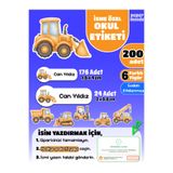 papermoods İsim Yazılabilen Okul Etiketi, Kalem Etiketi Defter Etiketi İş Makinesi Temalı - 200 Adet