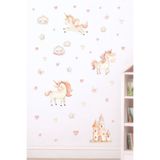papermoods Pastel Unicorn Temalı Bebek ve Çocuk Odası Duvar Sticker Seti - Duvar Süsü