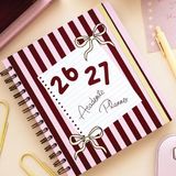Paperora 2026-2027 18X20 Spiralli Kare Haftalık Akademik Ajanda - Çizgi - Pembe
