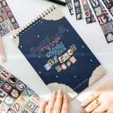 Paperora A5 18 Yaprak Vintage Alpha Pack Harf Sticker Defteri – 1962 Adet Harf , Rakam ve Noktalama Işaretleri Seti - 6 Renk