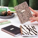 Paperora Leopar Desenli Cep Boy 10X14 cm Spiralli Karton Kapak 3'lü Defter Seti